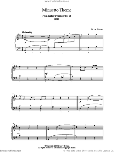Minuetto Theme From Haffner Symphony No. 35 K385