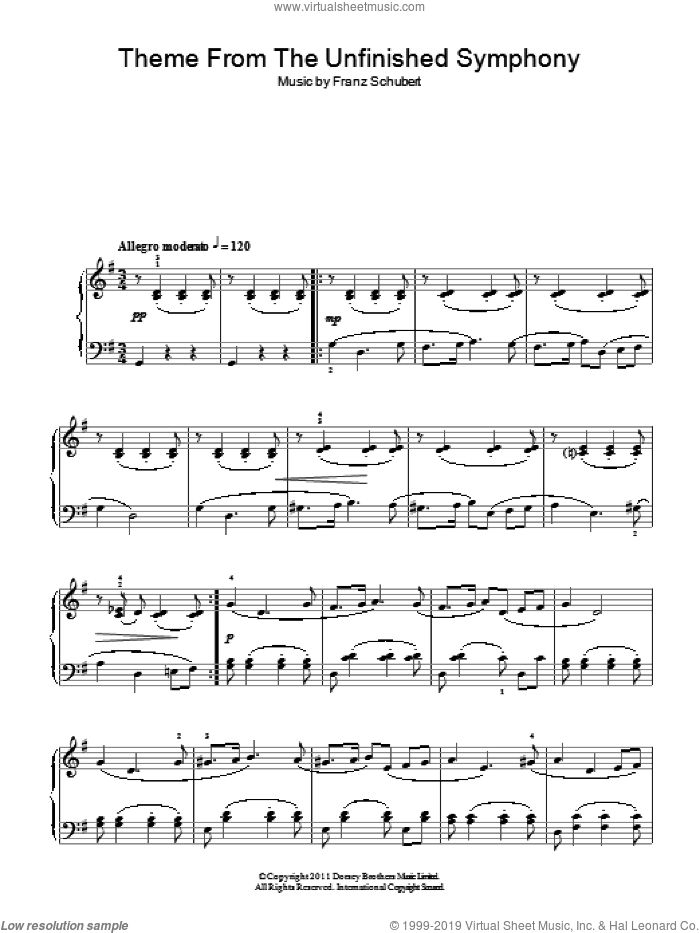 The Unfinished Symphony (Theme), (intermediate)