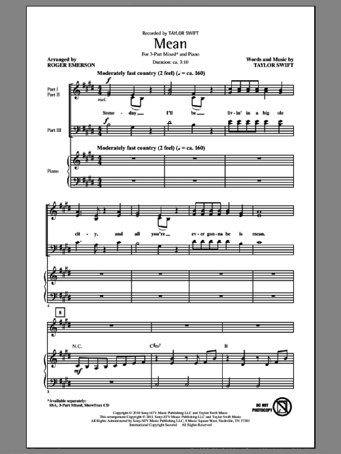 Mean (arr. Roger Emerson)