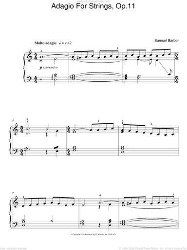 Adagio For Strings Op. 11, (easy)