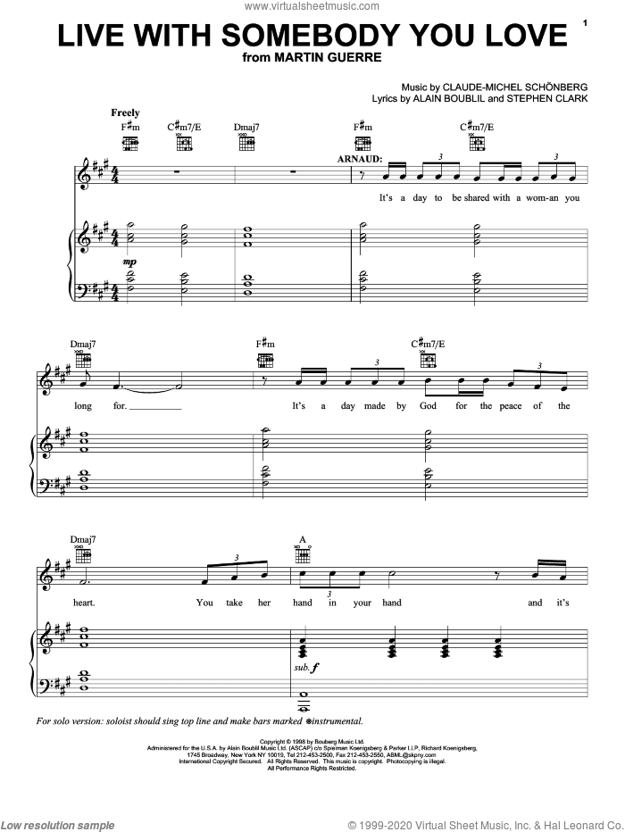 Live With Somebody You Love (from Martin Guerre)