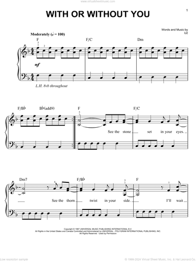 With Or Without You, (easy)