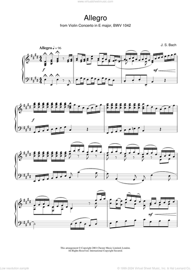 Allegro From Violin Concerto In E Major, Bwv 1042
