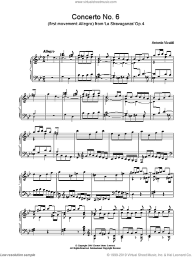 Concerto No.6 (1st Movement: Allegro) from 'La Stravaganza' Op.4
