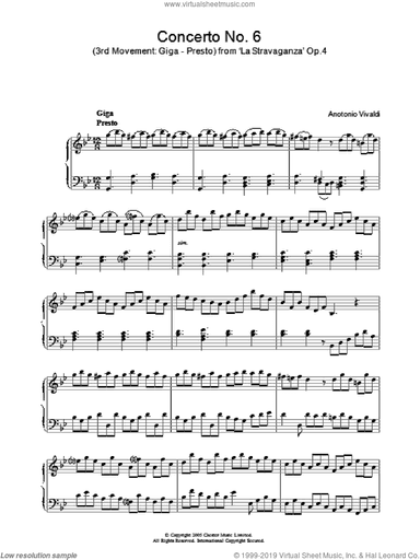 Giga, Presto) from 'La Stravaganza' Op.4