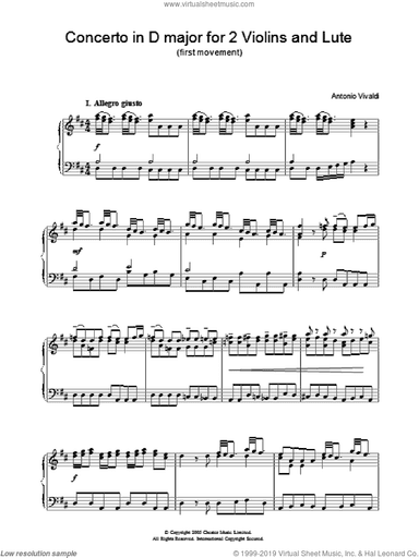 Concerto in D major for 2 Violins and Lute (first movement)