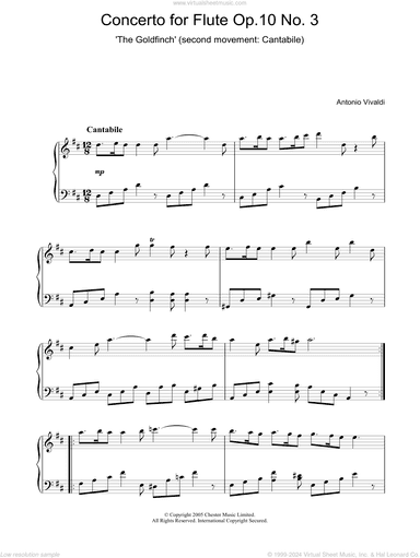 Concerto for Flute Op.10, No.3 'The Goldfinch' (2nd Movement: Cantabile)