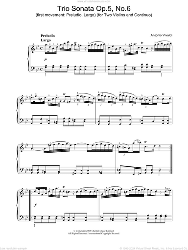 Trio Sonata Op.5, No.6 (1st Movement: Preludio, Largo)
