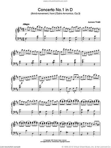 Concerto No.1 (3rd Movement: Allegro) from 'L'Estro Armonico' Op.3