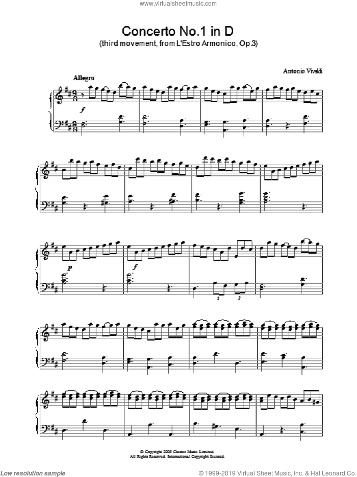 Concerto No.1 (3rd Movement: Allegro) from 'L'Estro Armonico' Op.3