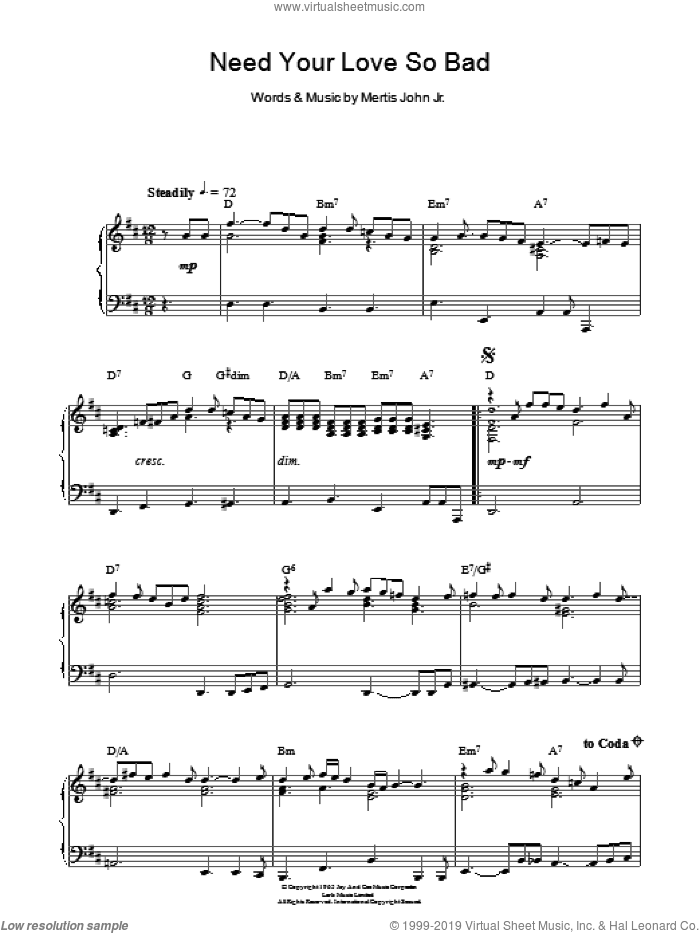 Need Your Love So Bad, (intermediate)