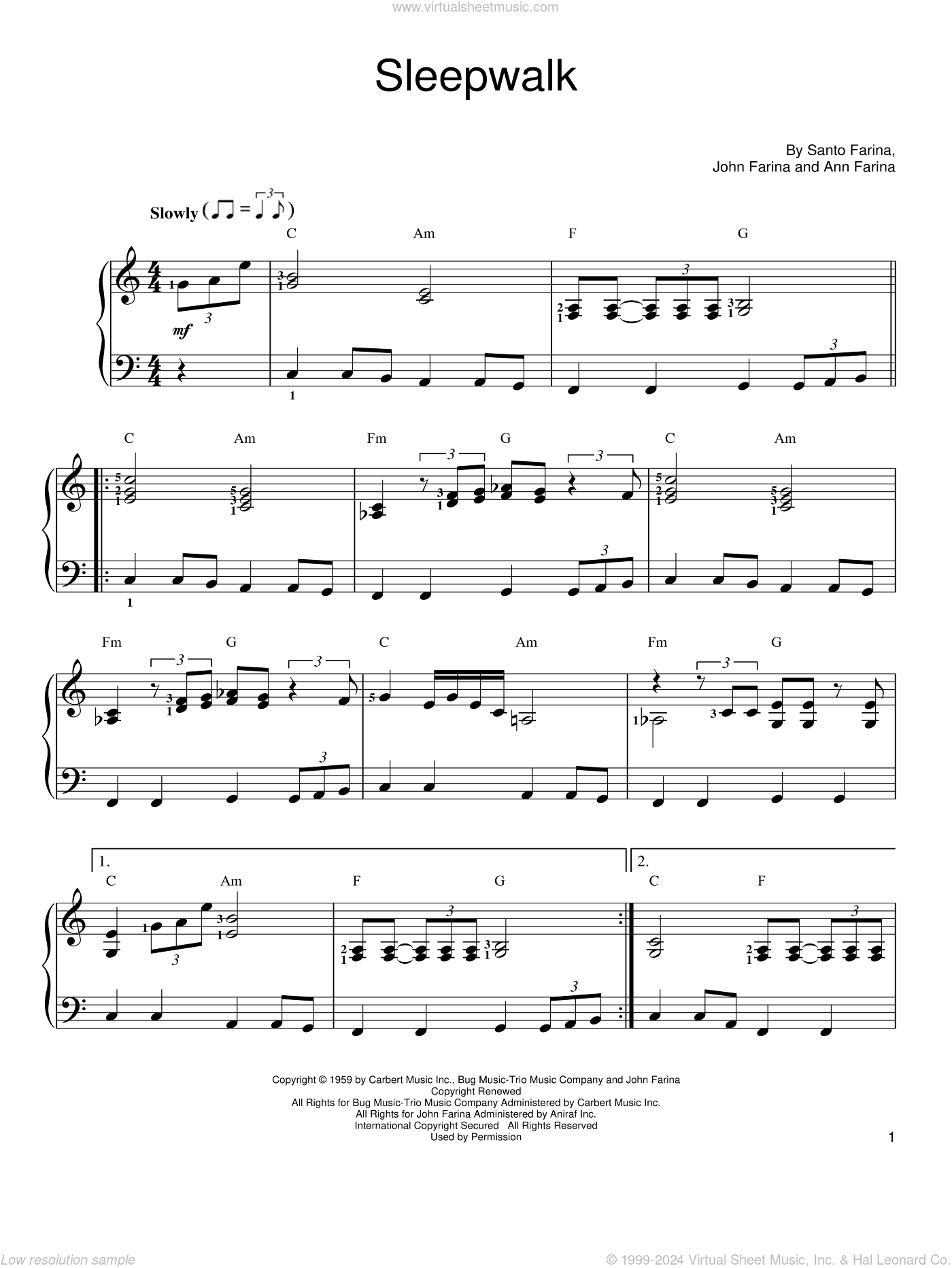 Sleepwalk, (easy)