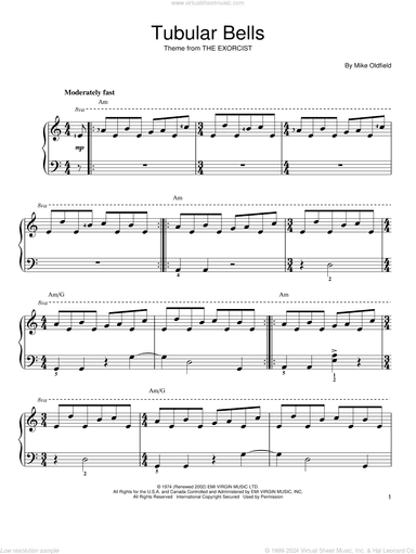 Tubular Bells, (easy)