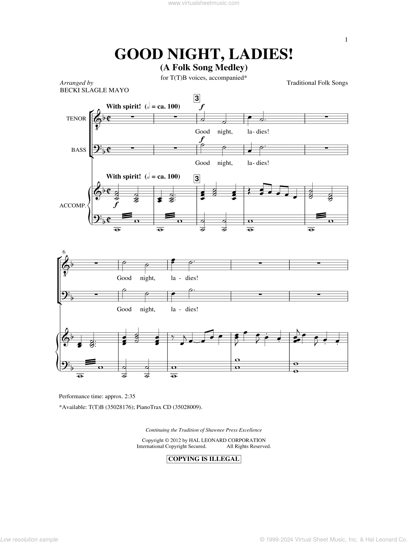 Good Night, Ladies! (A Folk Song Medley)