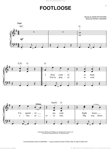 Footloose, (easy)