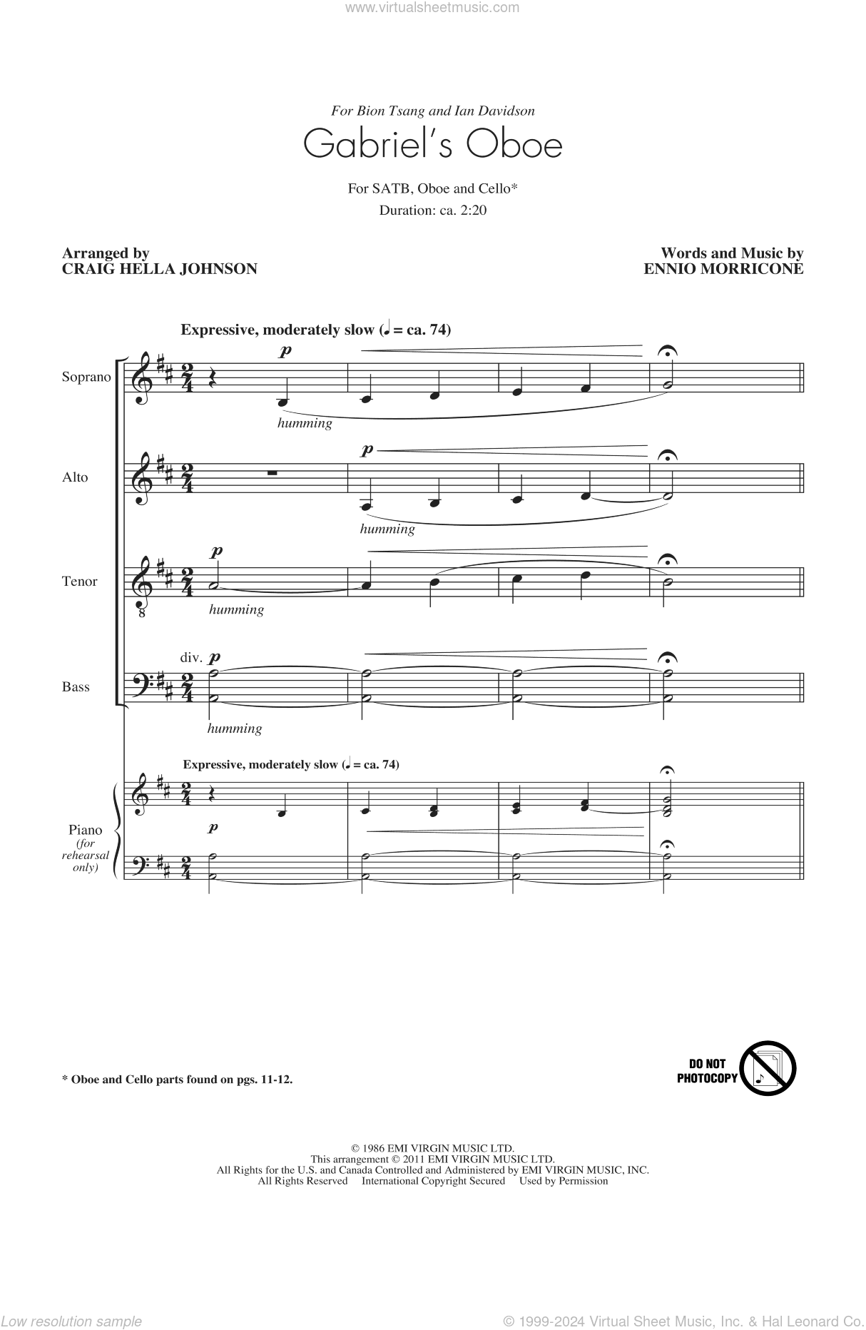 Gabriel's Oboe (from The Mission) (arr. Craig Hella Johnson)