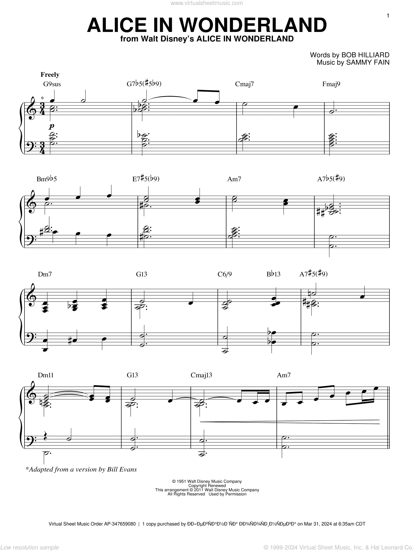 Alice In Wonderland [Jazz version] (arr. Brent Edstrom)