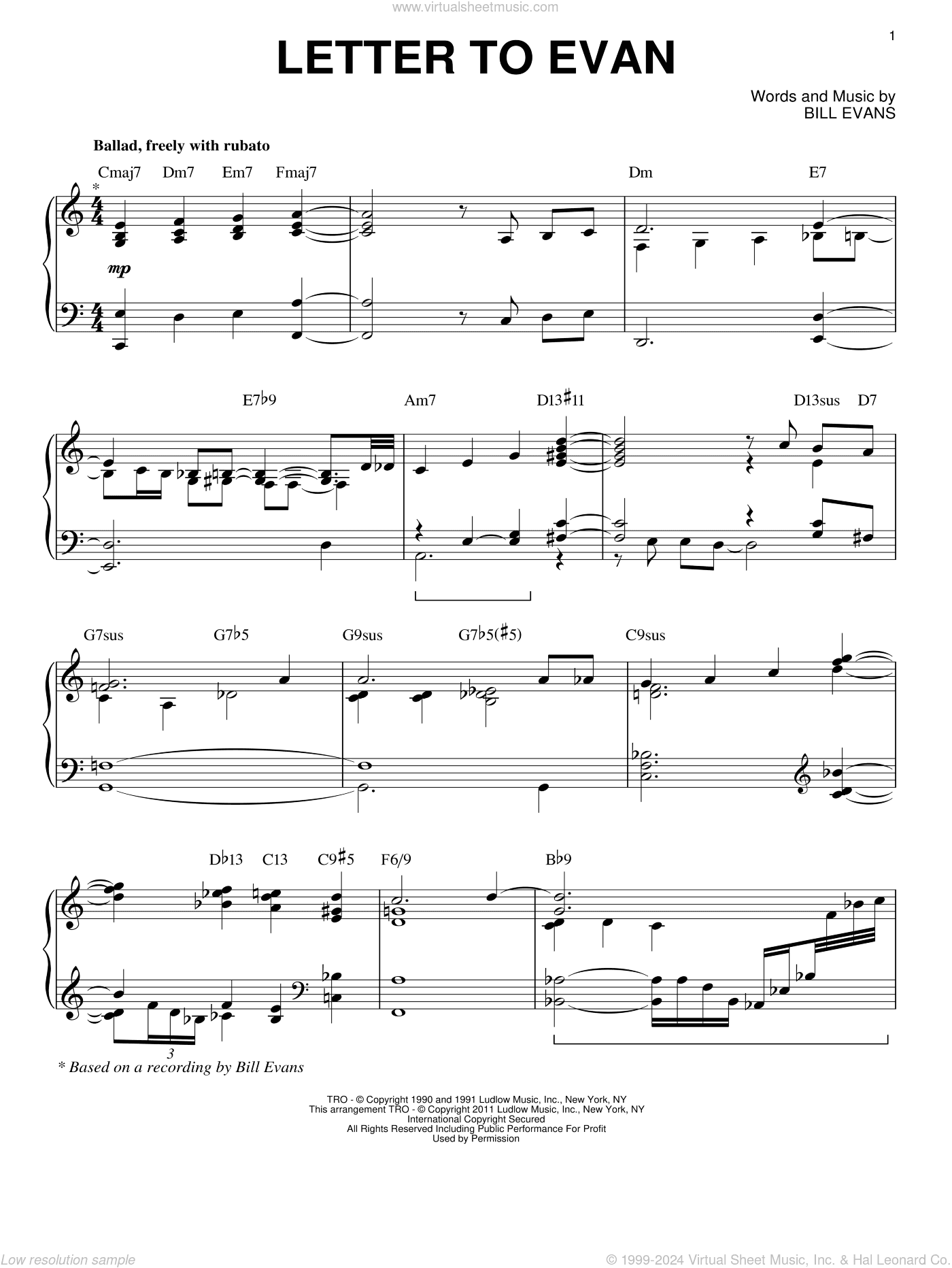 Letter To Evan [Jazz version] (arr. Brent Edstrom)