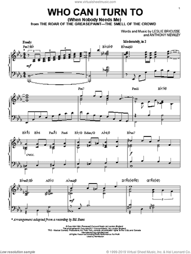 Who Can I Turn To (When Nobody Needs Me) [Jazz version] (arr. Brent Edstrom)