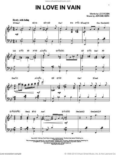 In Love In Vain [Jazz version] (arr. Brent Edstrom)