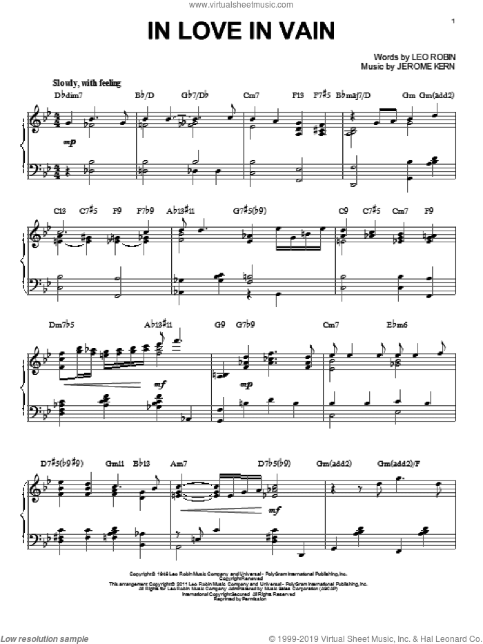 In Love In Vain [Jazz version] (arr. Brent Edstrom)