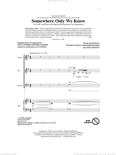 Somewhere Only We Know (arr. Ed Lojeski)