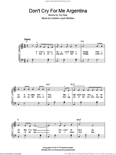 Don't Cry For Me Argentina (Verse Only)