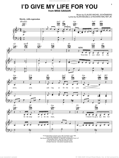 I'd Give My Life For You (from Miss Saigon)