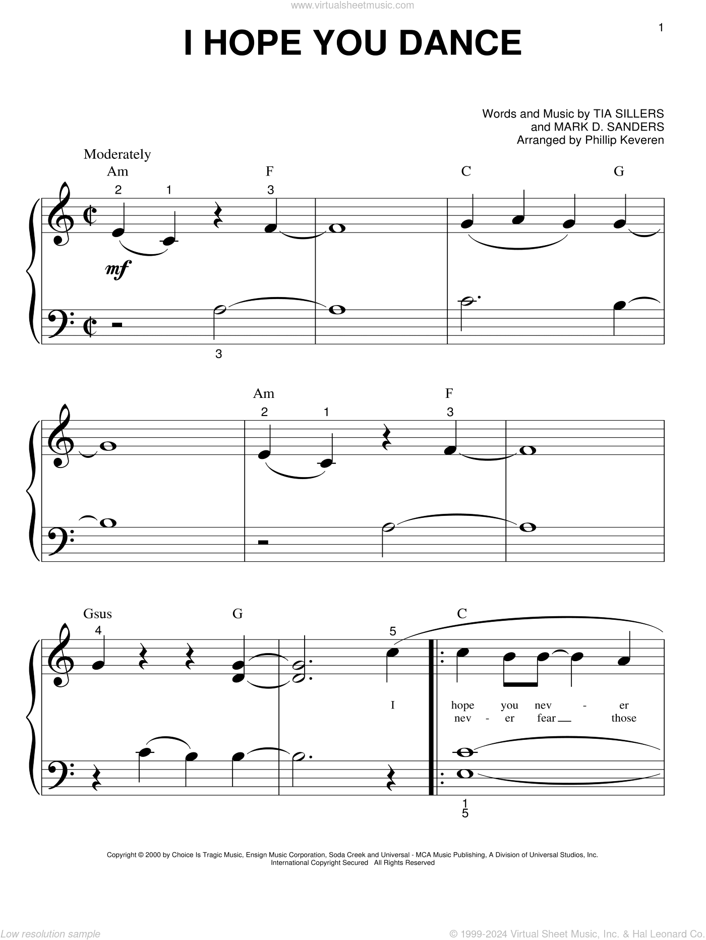 I Hope You Dance (arr. Phillip Keveren)
