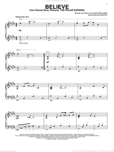 Believe (from The Polar Express), (intermediate)