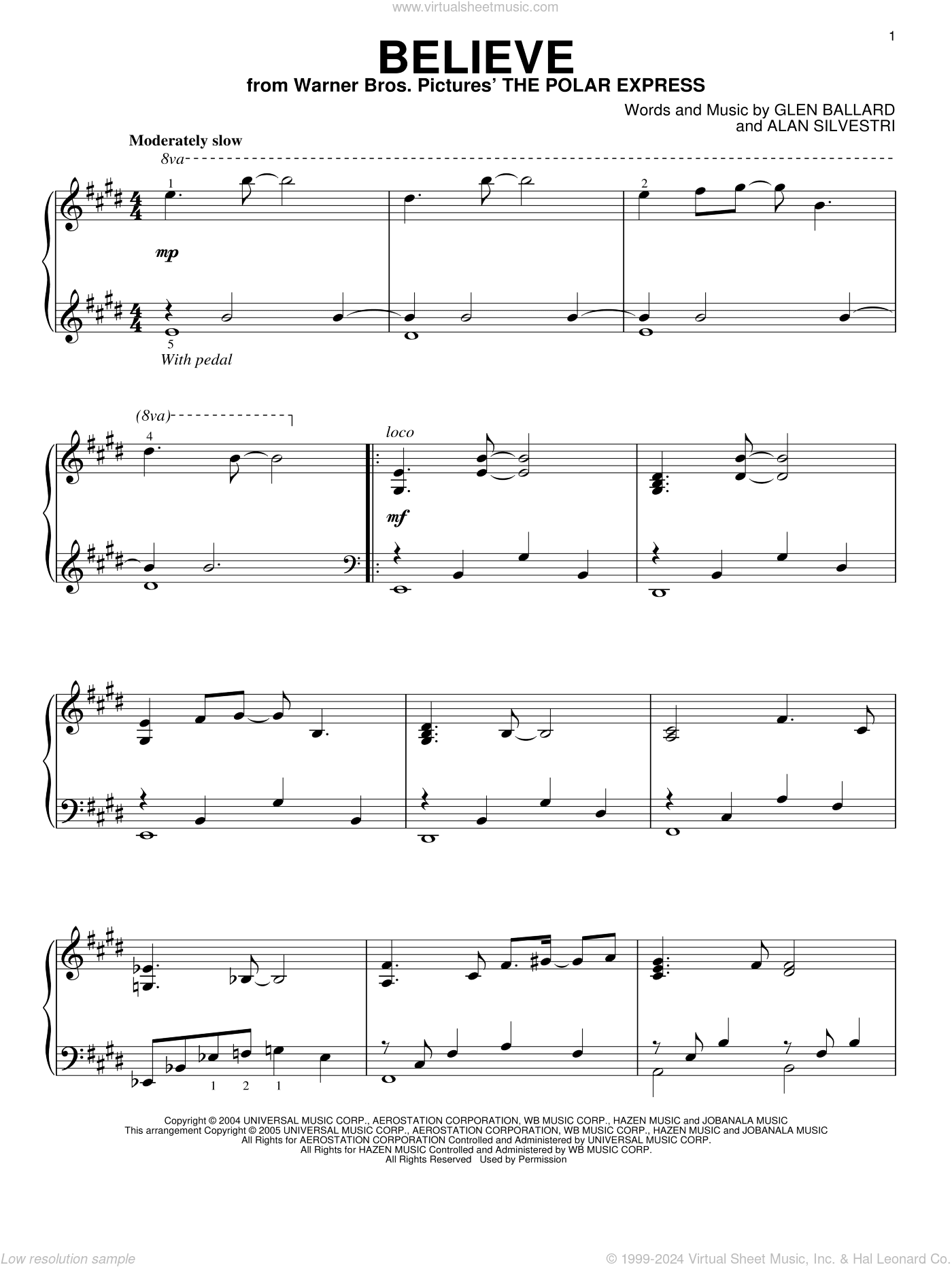 Believe (from The Polar Express), (intermediate)