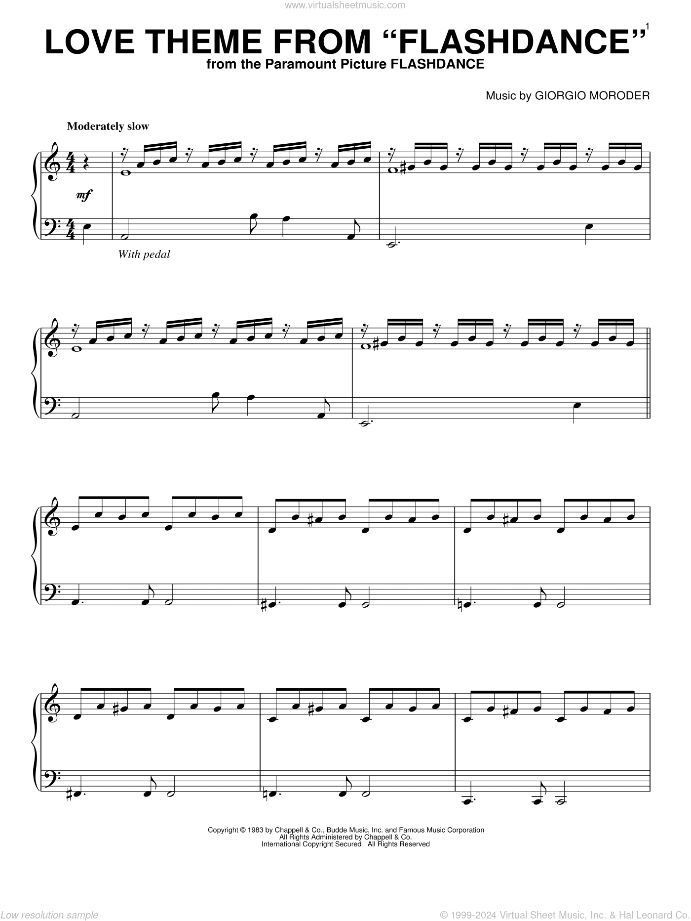 Love Theme From "Flashdance", (intermediate)