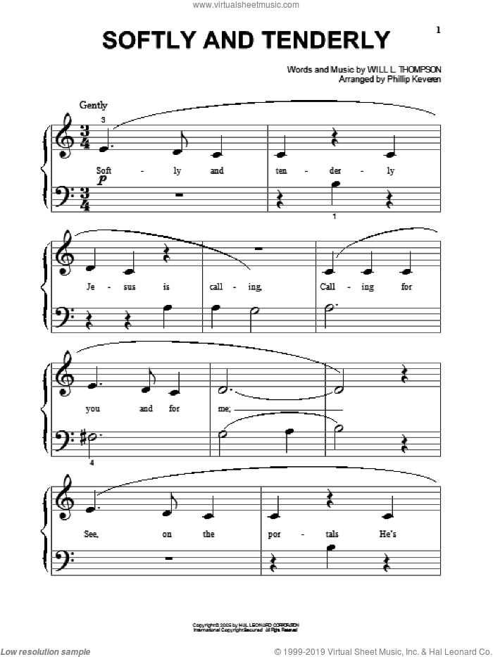 Softly And Tenderly (arr. Phillip Keveren)
