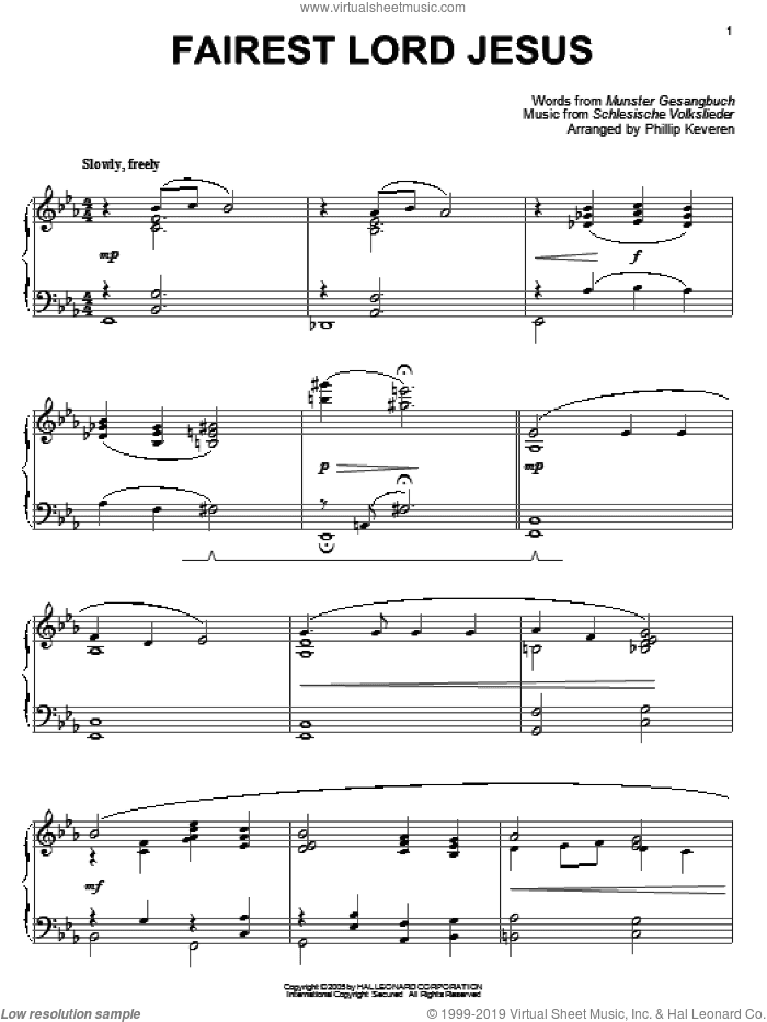 Fairest Lord Jesus [Jazz version] (arr. Phillip Keveren)