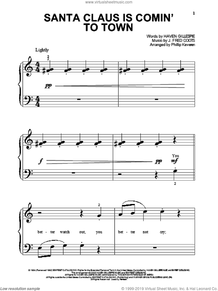 Santa Claus Is Comin' To Town (arr. Phillip Keveren)