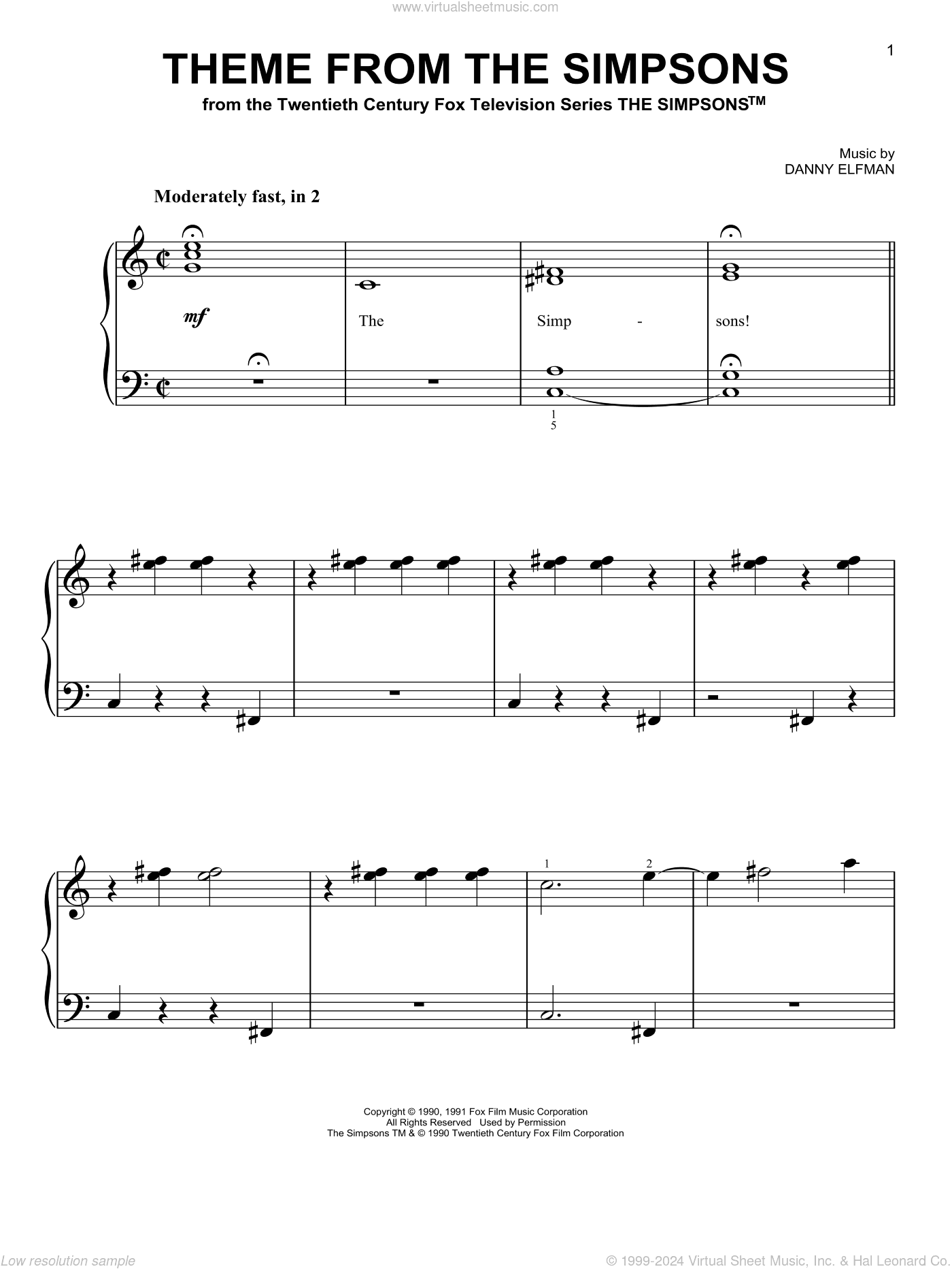 Theme From The Simpsons, (easy)