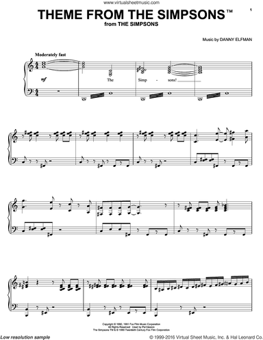 Theme From The Simpsons, (intermediate)