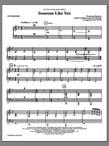 Someone Like You (arr. Mac Huff) (complete set of parts)