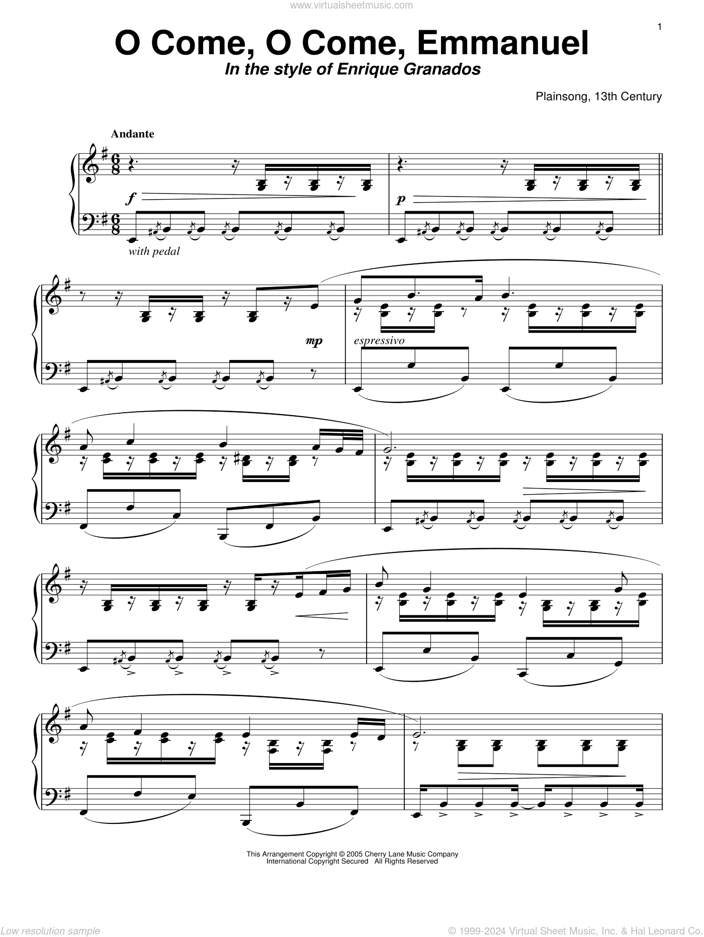 O Come, O Come Emmanuel (in the style of Enrique Granados)