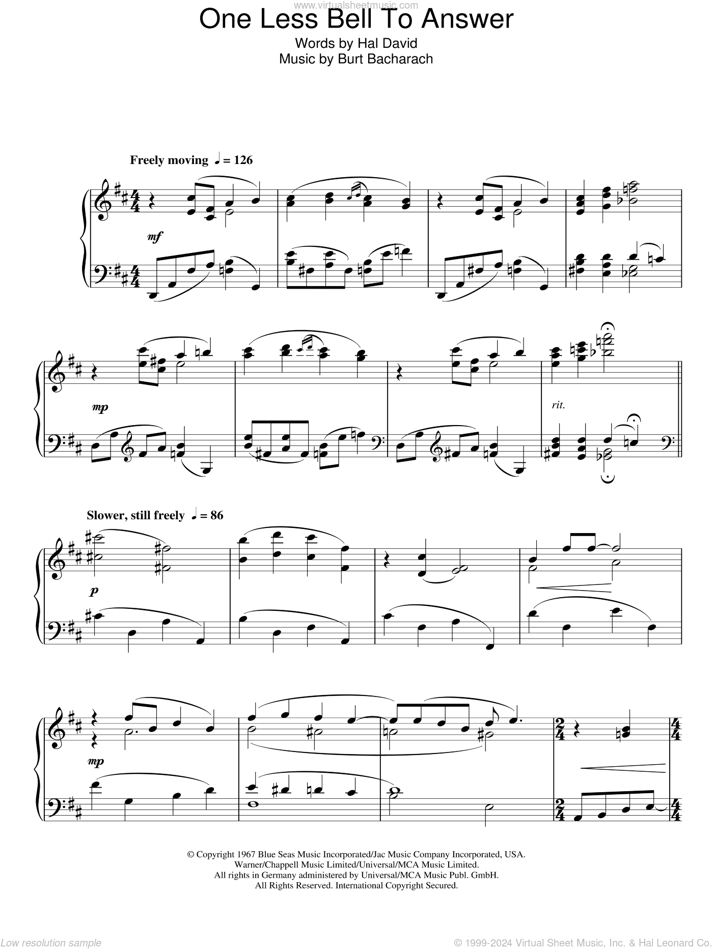 One Less Bell To Answer, (intermediate)