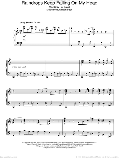 Raindrops Keep Falling On My Head, (intermediate)