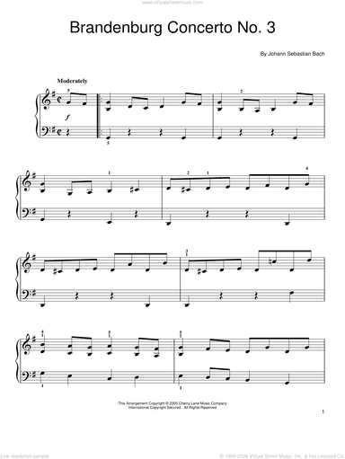 Brandenburg Concerto No. 3, (easy)