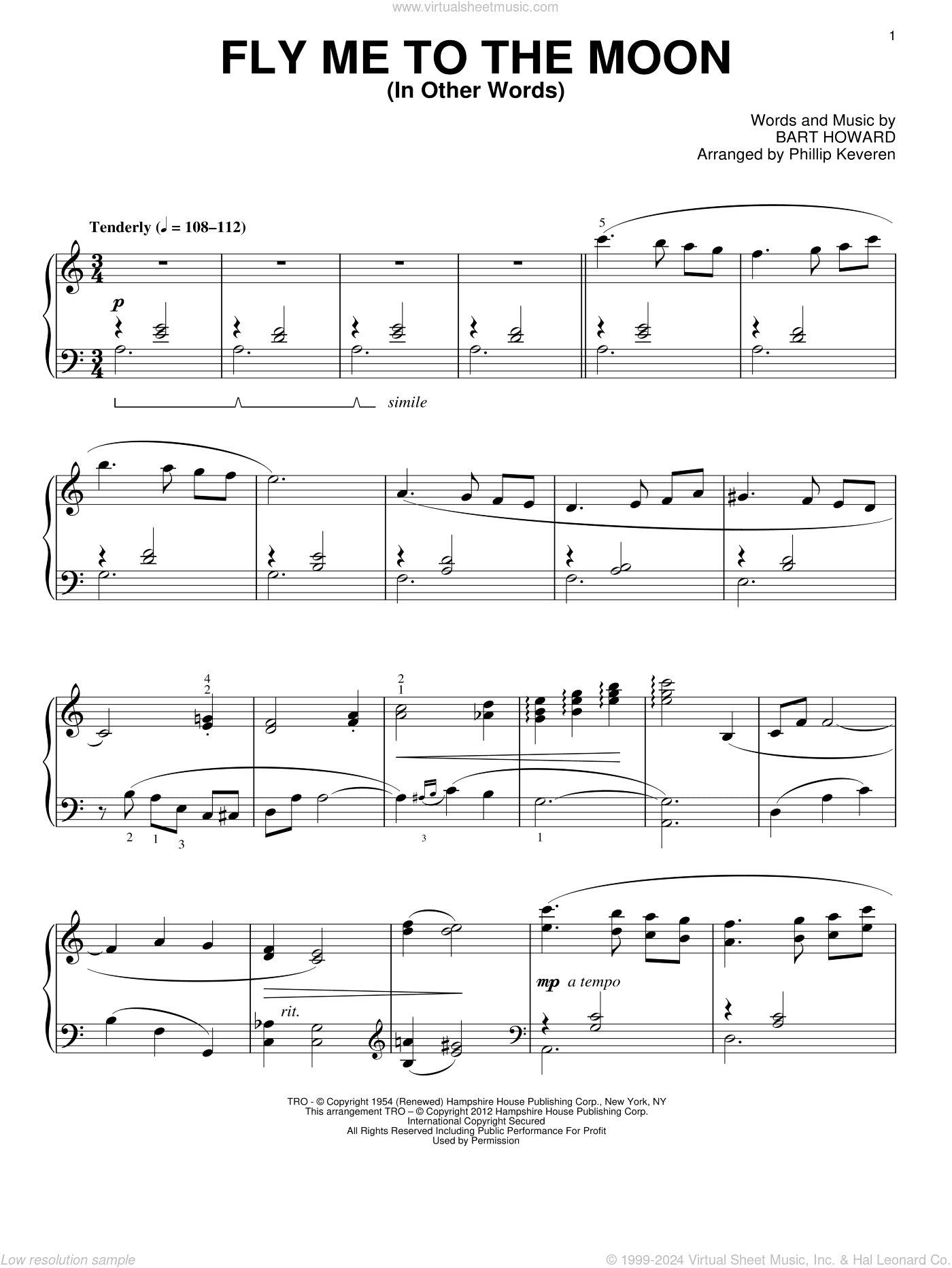 Fly Me To The Moon (In Other Words) (arr. Phillip Keveren)