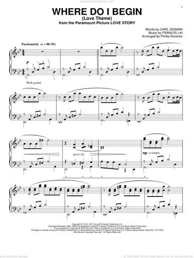 Where Do I Begin (Love Theme) (arr. Phillip Keveren)