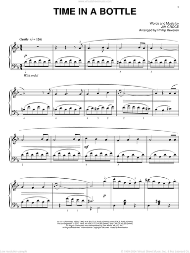 Time In A Bottle (arr. Phillip Keveren), (intermediate)