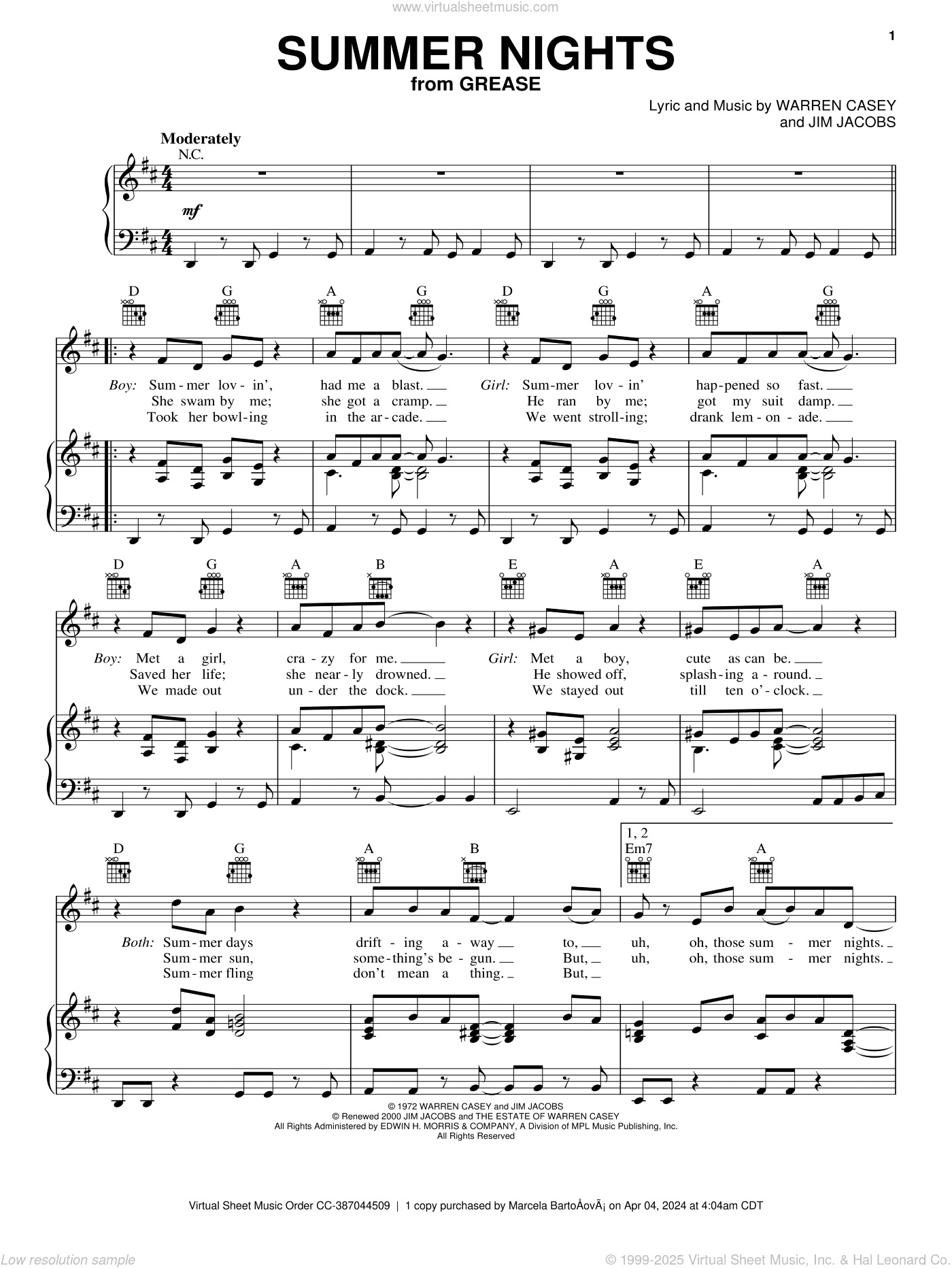 Summer Nights (from Grease)