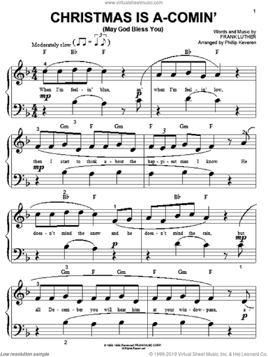 Christmas Is A-Comin' (May God Bless You) (arr. Phillip Keveren)