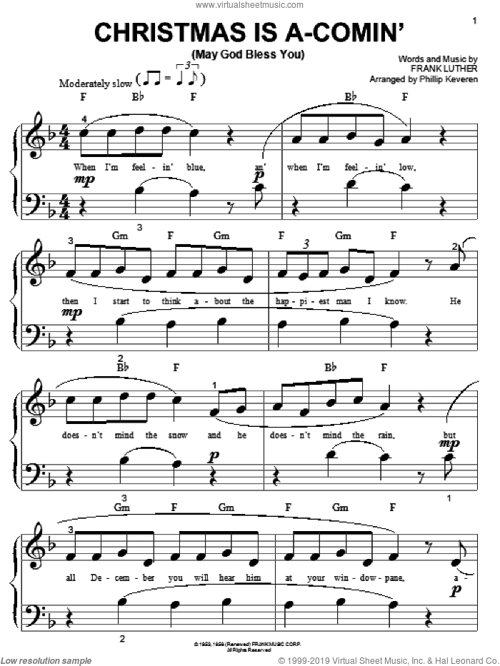 Christmas Is A-Comin' (May God Bless You) (arr. Phillip Keveren)