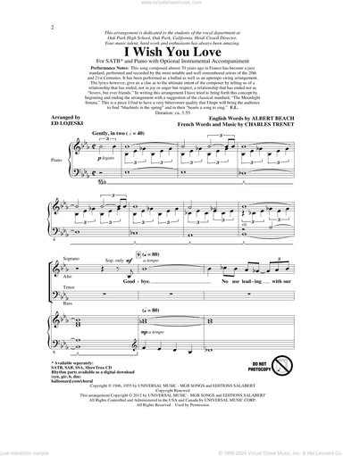 I Wish You Love (arr. Ed Lojeski)