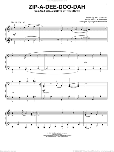Zip-A-Dee-Doo-Dah (from Song Of The South) (arr. Eugenie Rocherolle)